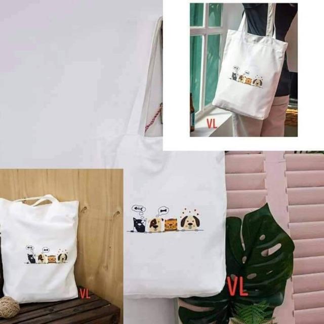 [Túi tote] Túi vải in hình 4 con vật BLA0919