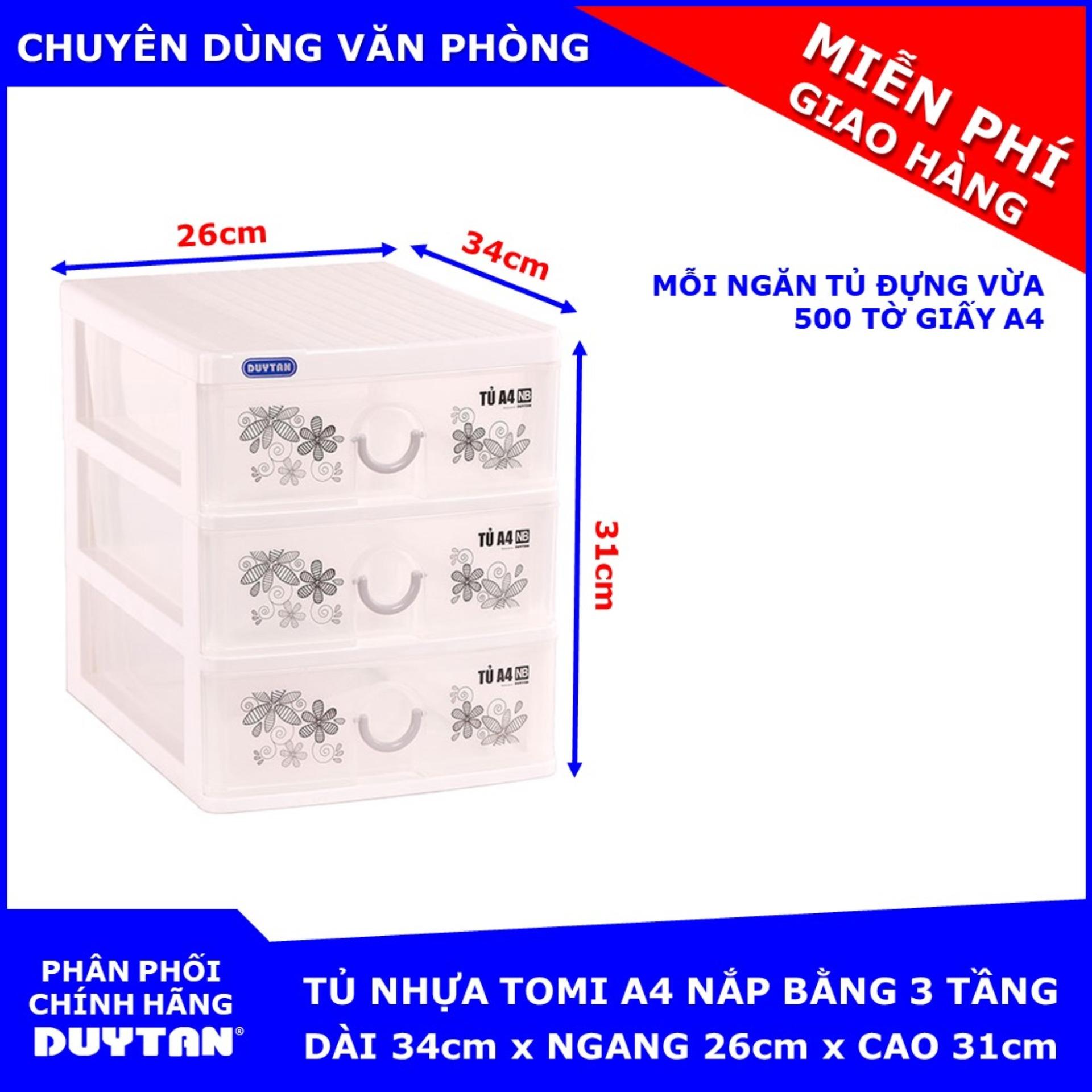 Tủ nhựa Duy Tân TOMI A4 NB 3 tầng (Trắng) chuyên dụng đựng vừa khổ giấy A4