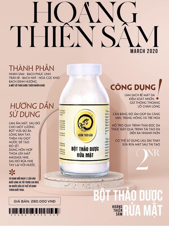 Bột Thảo Dược Rửa Mặt Hoàng Thiên Sâm