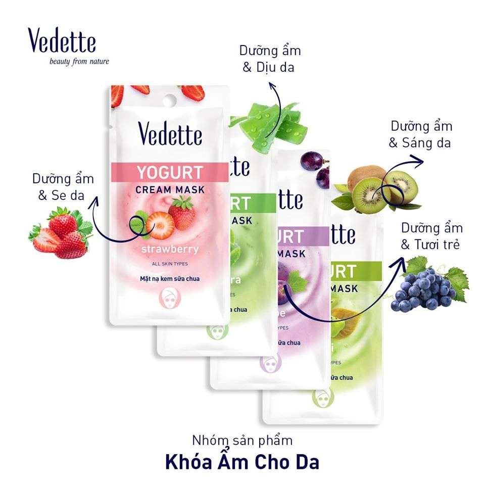 Mặt nạ kem sữa chua Kiwi Vedette 10ml *DƯỠNG ẨM VÀ SÁNG DA* (TPM045)