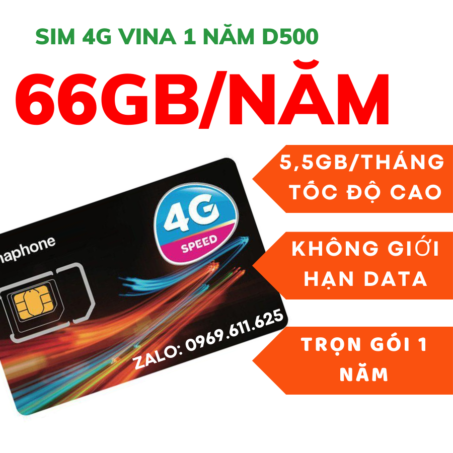 SIM VINAPHONE 4G D500 TRỌN GÓI 1 NĂM - CỘNG 5GB TỐC ĐỘ CAO MỖI THÁNG - BAOT HÀNH 1 NĂM . FREESHIP - CHƯA KÍCH HOẠT.