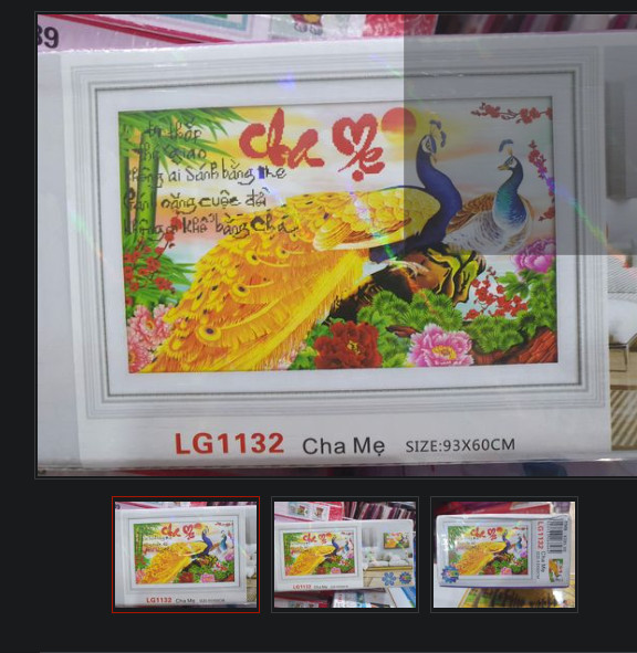 Tranh đính đá mẫu mới Cha Mẹ-KT:93x60cm