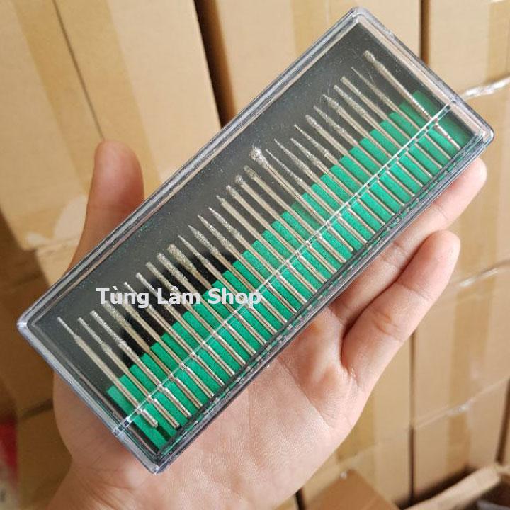 Bộ 30 đầu điêu khắc chạm khắc chân cán 2.35ly dùng cho khoan đa năng mini cầm tay (như Dremel, ACZ, motor 775,...) - mũi mài kim cương