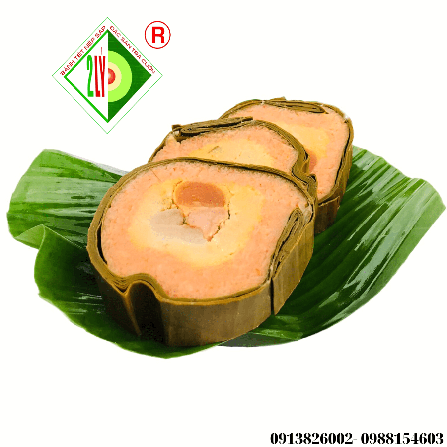 Bánh tét Gấc thập cẩm [Bánh tét Trà Cuôn Hai Lý tại Trà Vinh]