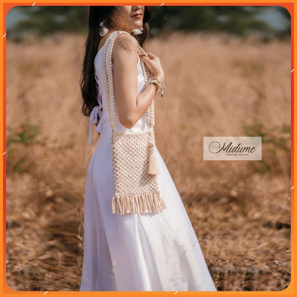Túi xách đeo chéo Macrame phong cách boho chic, vintage