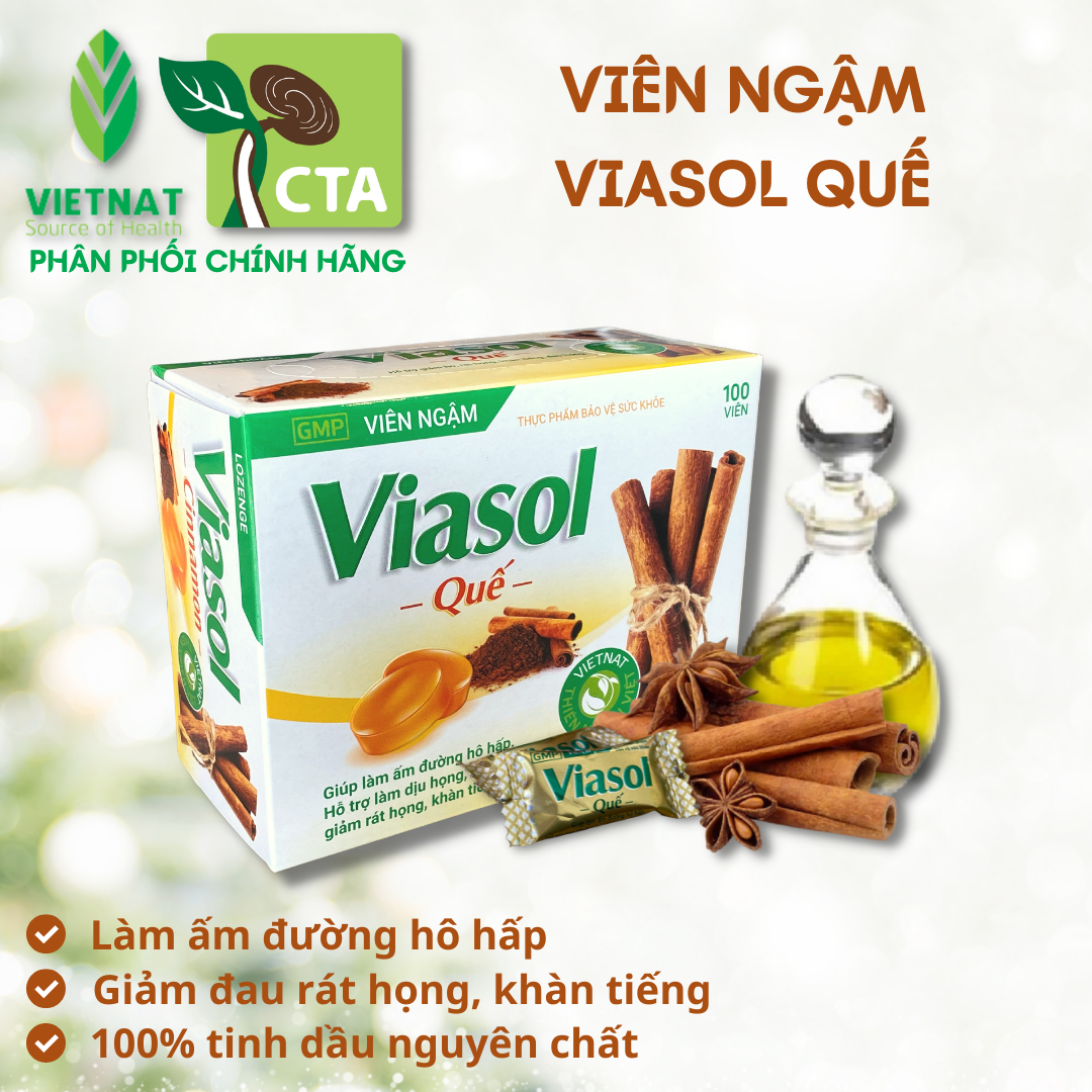 VIÊN NGẬM VIASOL QUẾ (Hộp/100 Viên)