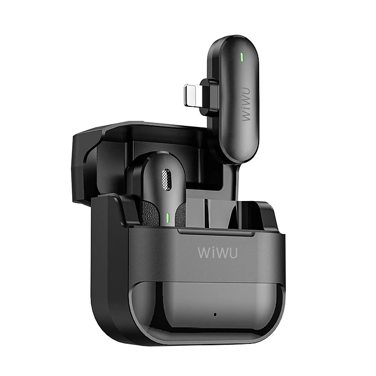Livestream wireless audio filter receiver microphone for livestream iPhone wiwu wy01 with charging dock built-in 30m distance connection