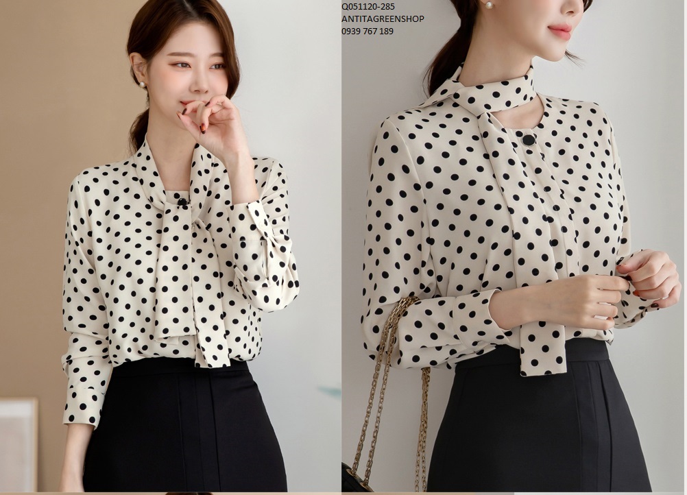Q051120  ÁO SƠ MI CHẤM BI