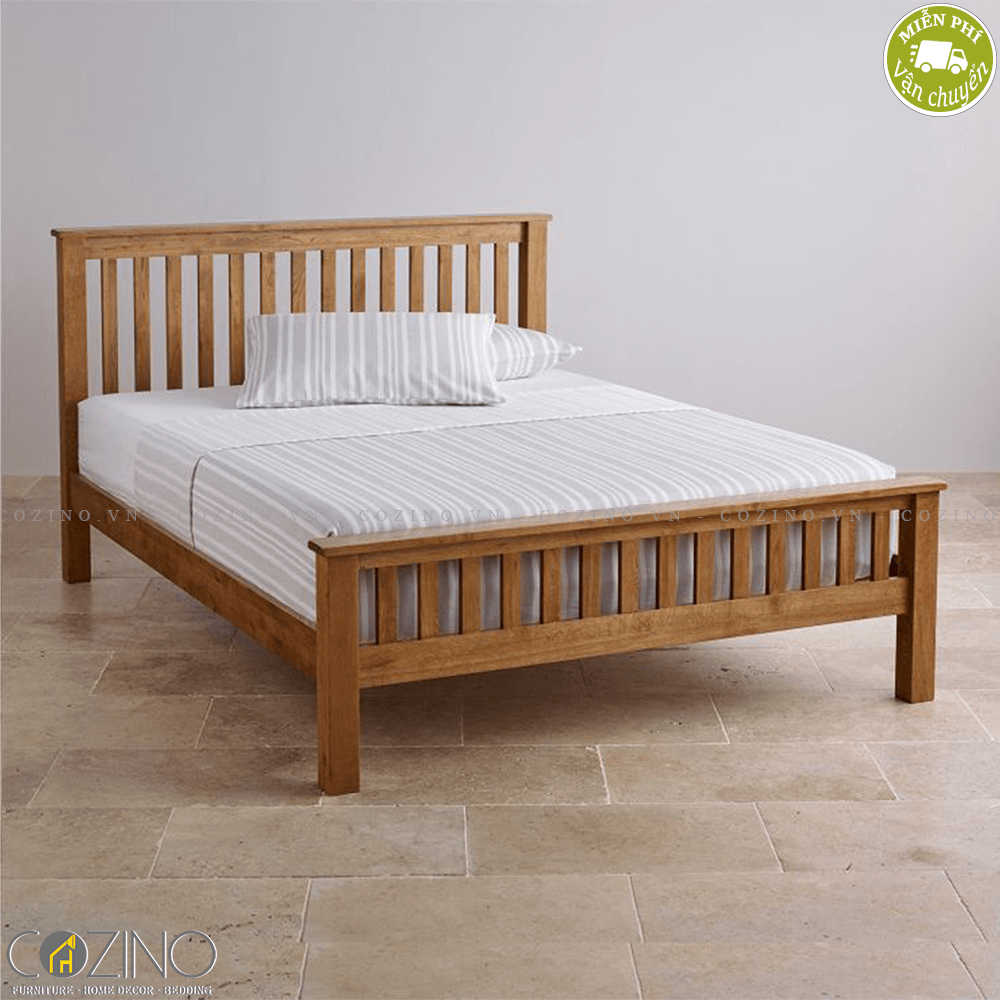 Giường đơn Original Rustic 100% gỗ sồi 1m0