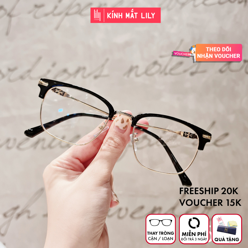 Giá bán Kính giả cận nam nữ Lilyeyewear 6601  chất liệu kim loại tính bền cứng cáp cao  kiểu dáng mắt vuông gọng mảnh nhẹ nhàng thoải mái  phù hợp với nhiều khuôn mặt  kính thời trang nhiều màu  một size kèm quà