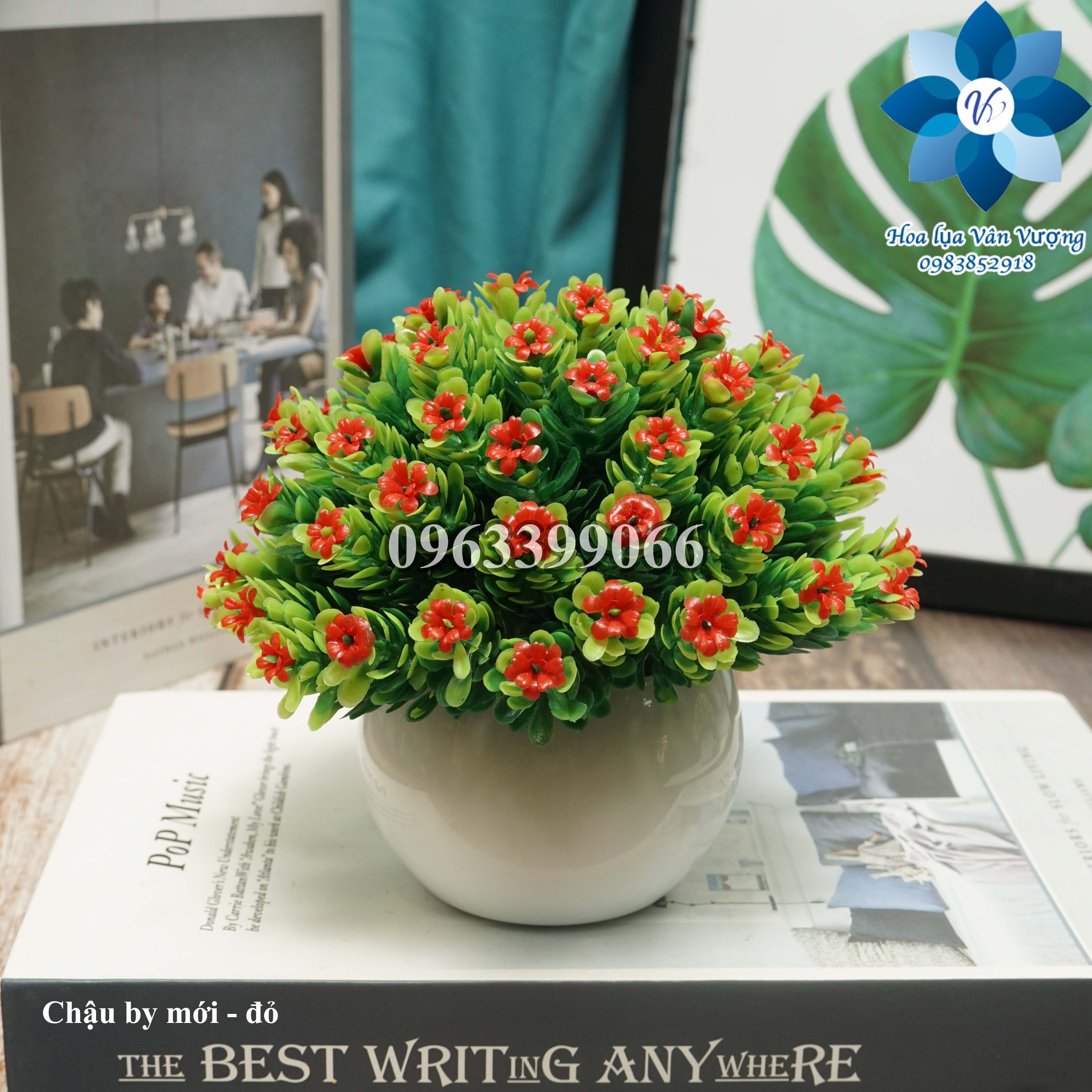 Hoa Lụa Để Bàn, Chậu Hoa Giả Trang Trí Chậu By