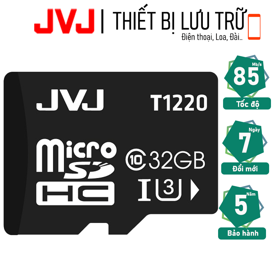 Thẻ nhớ 32Gb JVJ U3 Class 10 tốc độ cao - chuyên dụng camera wifi