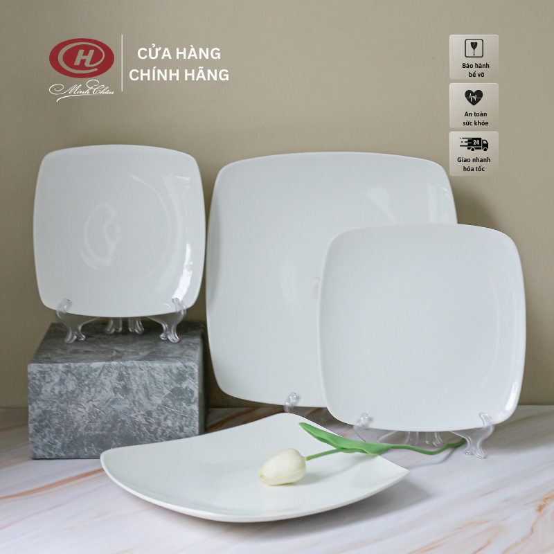 Đĩa Vuông Trắng Trơn - Sứ Minh Châu
