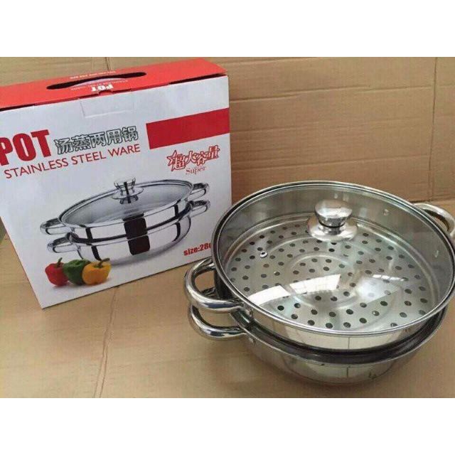 Nồi hấp inox 2 tầng size 28cm