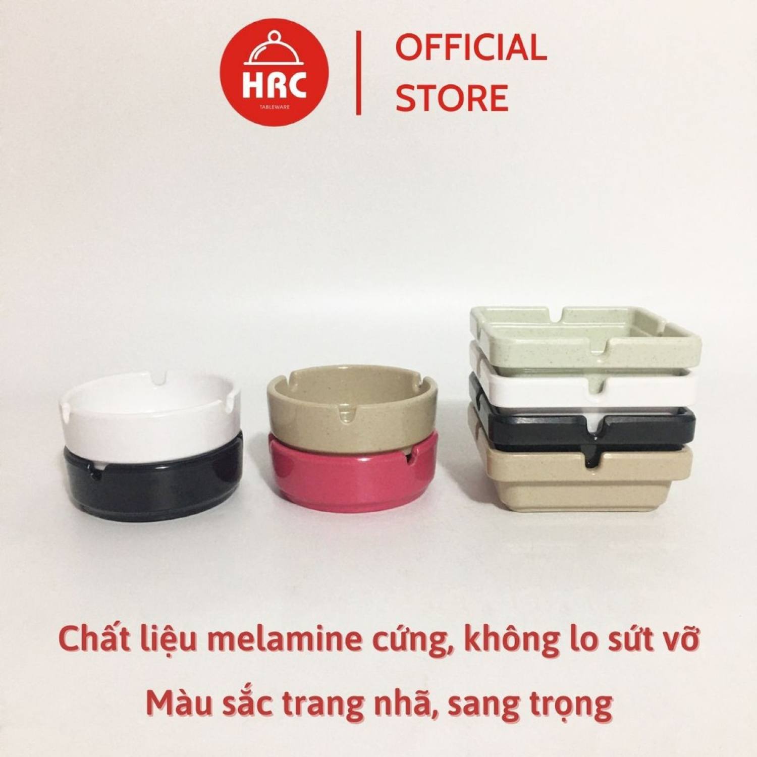 Gạt Tàn thuốᴄ, Vuông và Tròn (Đen - Trắng - Nâu - Xanh) Melamine
