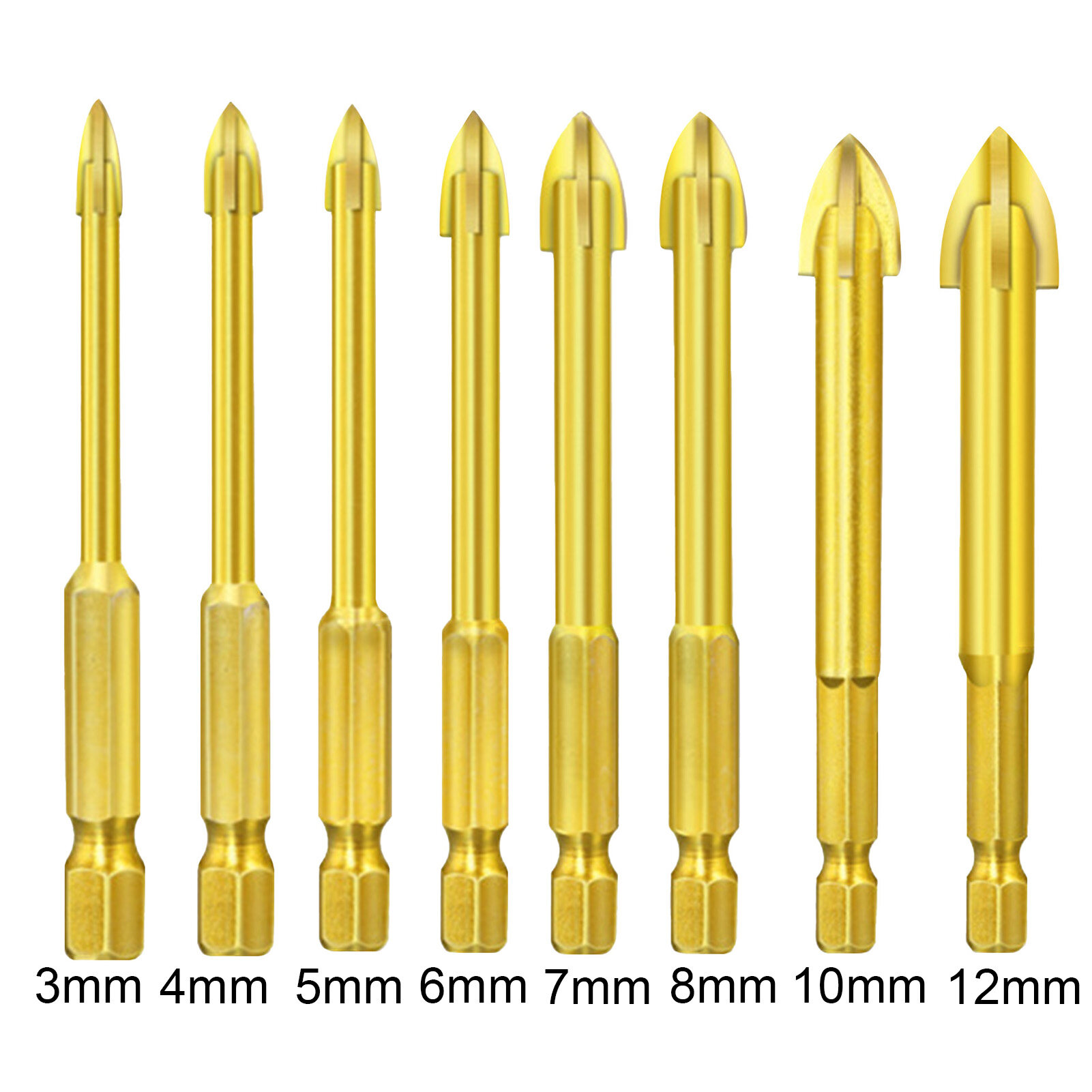 Farfi Practical Triangle Drill Bit Cross Head Long Service Life Universal Low Resistance Tip Drill Bit for Ceramic Tile