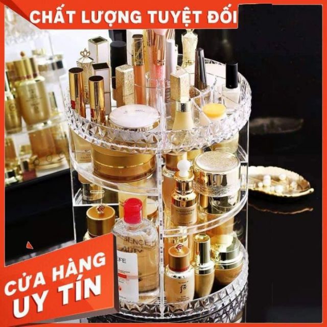 Kệ Mỹ Phẩm Trụ Xoay 360 Độ Kệ Nhựa Meca Đựng Đồ Trang Điểm Cá Nhân Khay Kệ Mỹ Phẩm Xoay Cao Cấp Tủ Trang Điểm Để Bàn Loại Đẹp Gia De Do Trang Diem Cao Cap Trọng Lượng 1.4Kg 26X36Cm