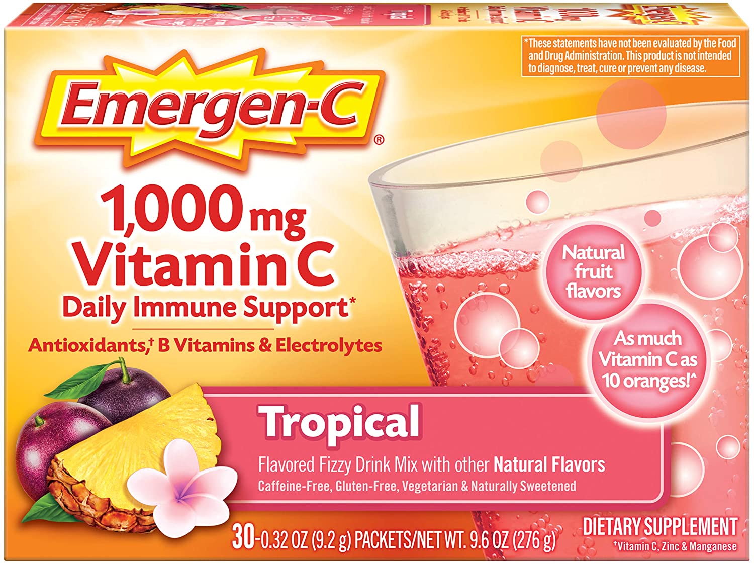 Emergen-C 1000mg Vitamin C Powder - Bột Vitamin C hòa tan 1000mg (Nhiều loại hương vị)