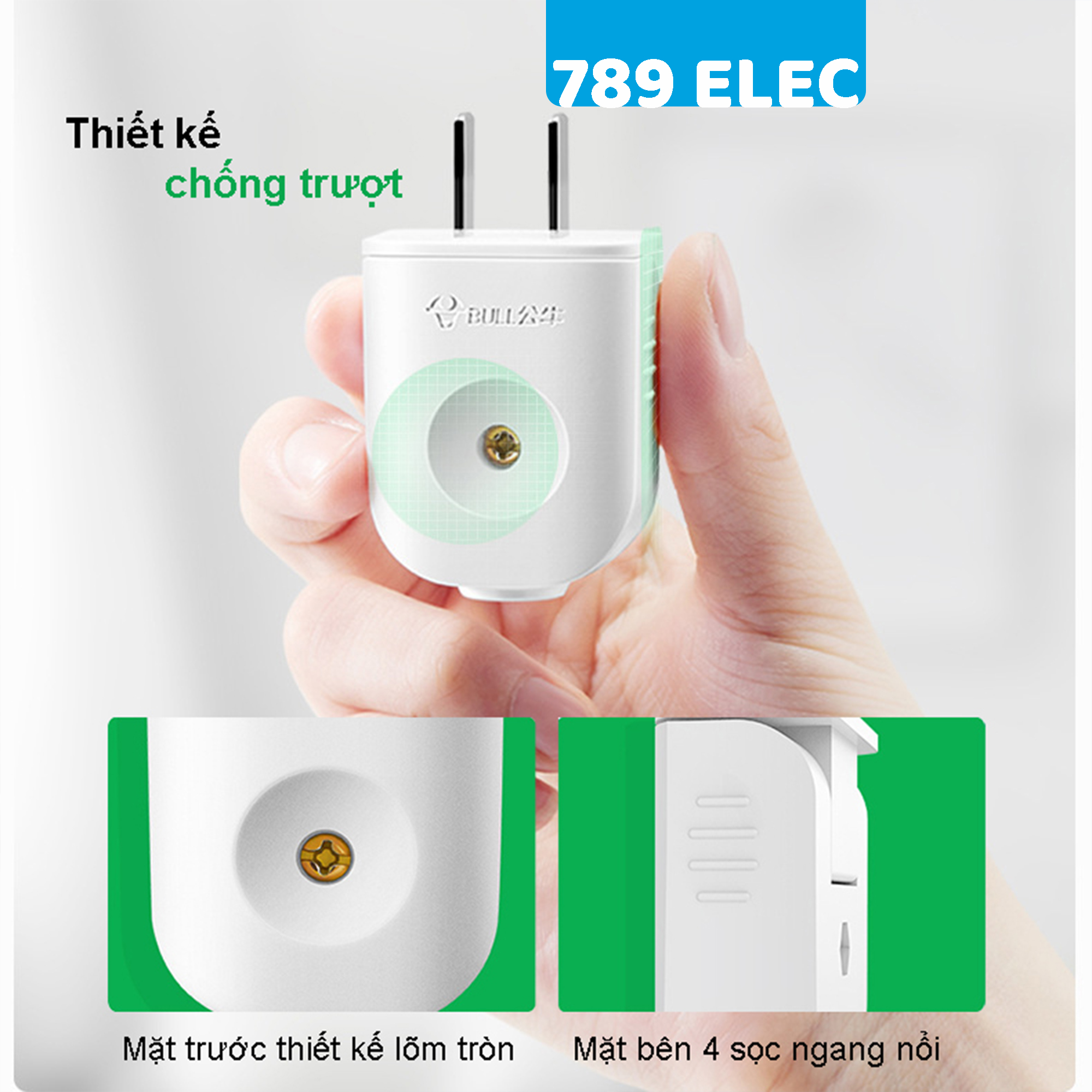 Phích cắm điện Bull 10A xoay 90 độ