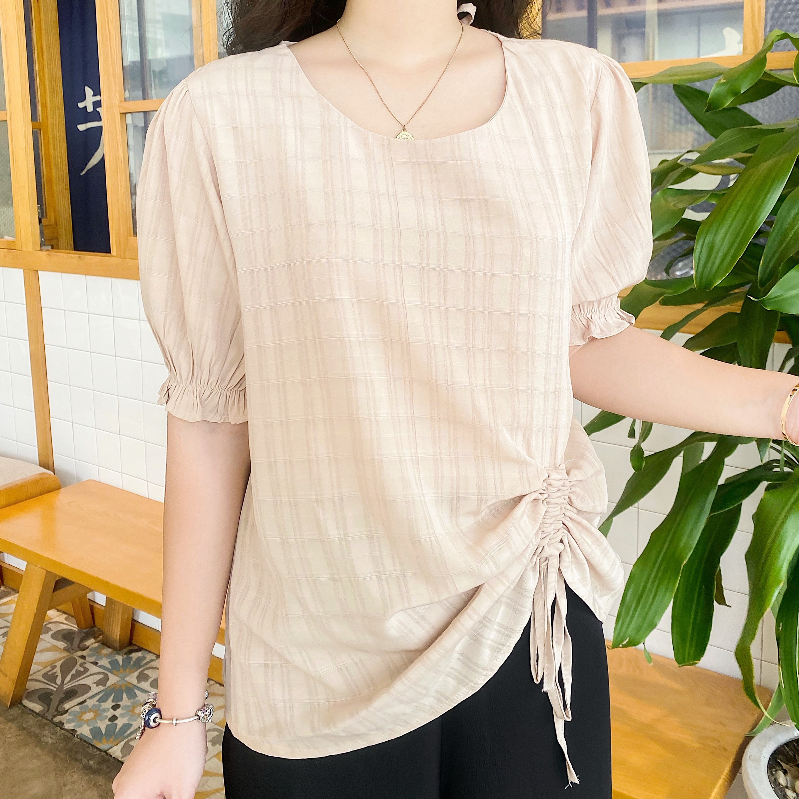ÁO SƠ MI NỮ RÚT DÂY EO (MS93)