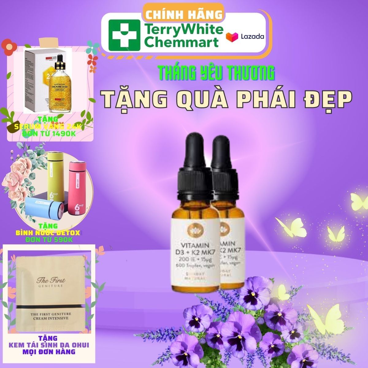 Vitamin d3 k2 mk7 sunday natural đức, vitamin cho bé 20ml