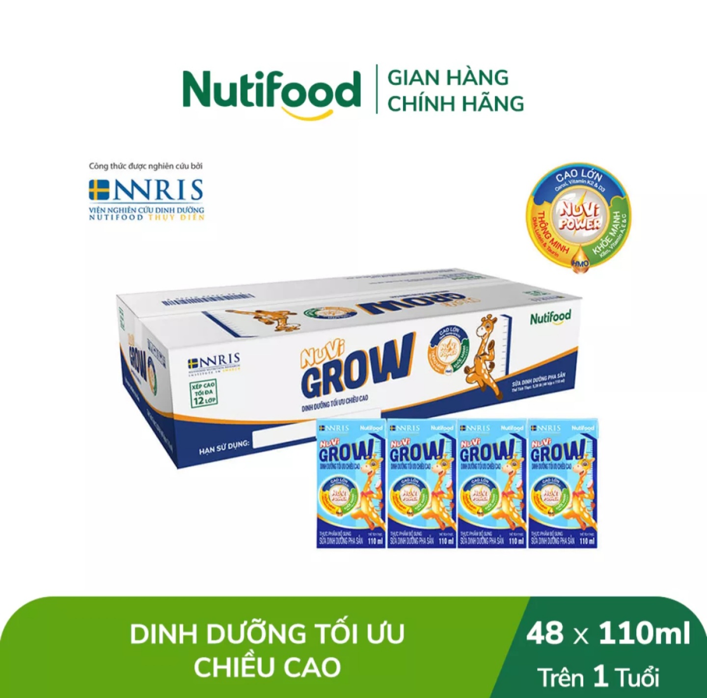 (HSD T12-2023) Thùng 48 Hộp Sữa Bột Pha Sẵn NUVI GROW 110ml - MixASale