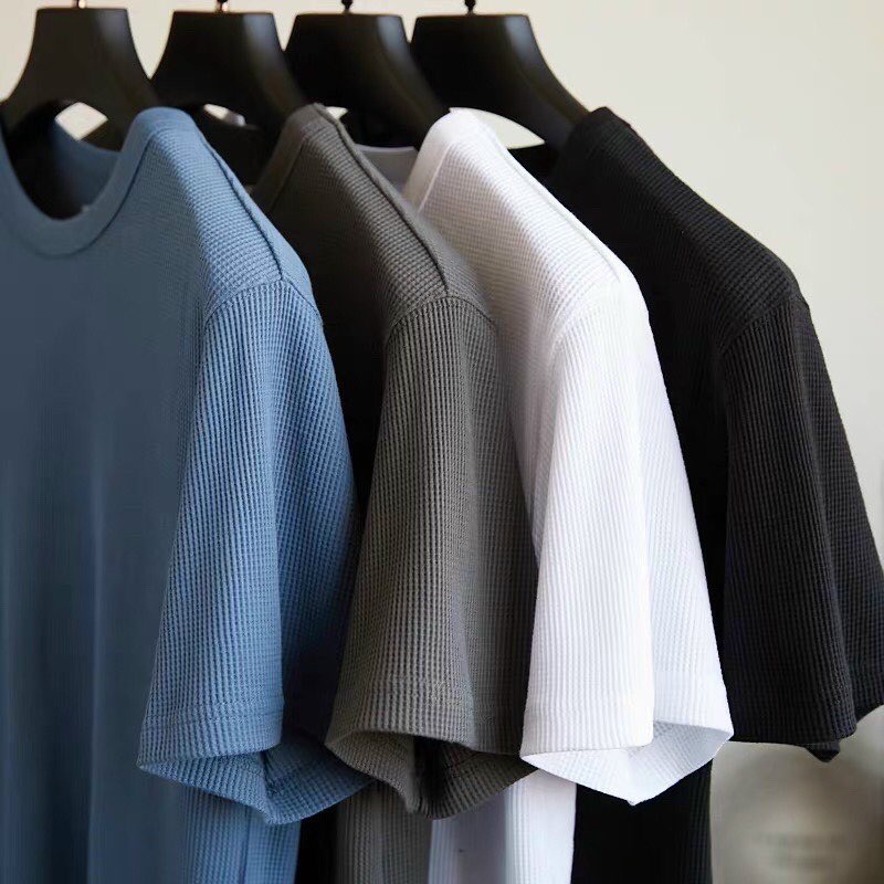Áo phông nam tay ngắn cổ tròn chất thun cotton tổ ong co giãn 4 chiều mặc cực mát - AhStore