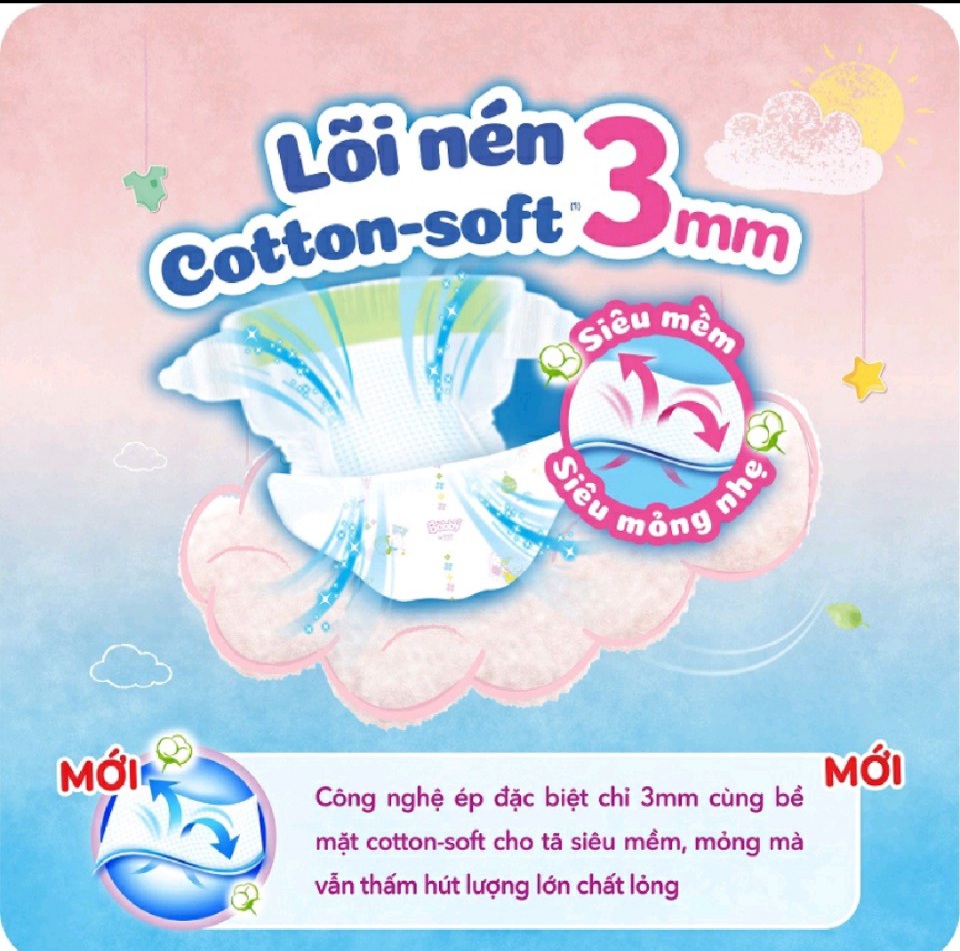 Tã dán Bobby lõi nén cotton-soft 3mm S 54 miếng, S80 miếng (4-8kg)