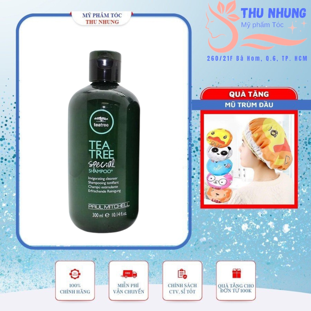 [+Tặng mũ trùm]Bộ dầu gội xả làm sạch gàu Paul Mitchell Tea Tree 300ml