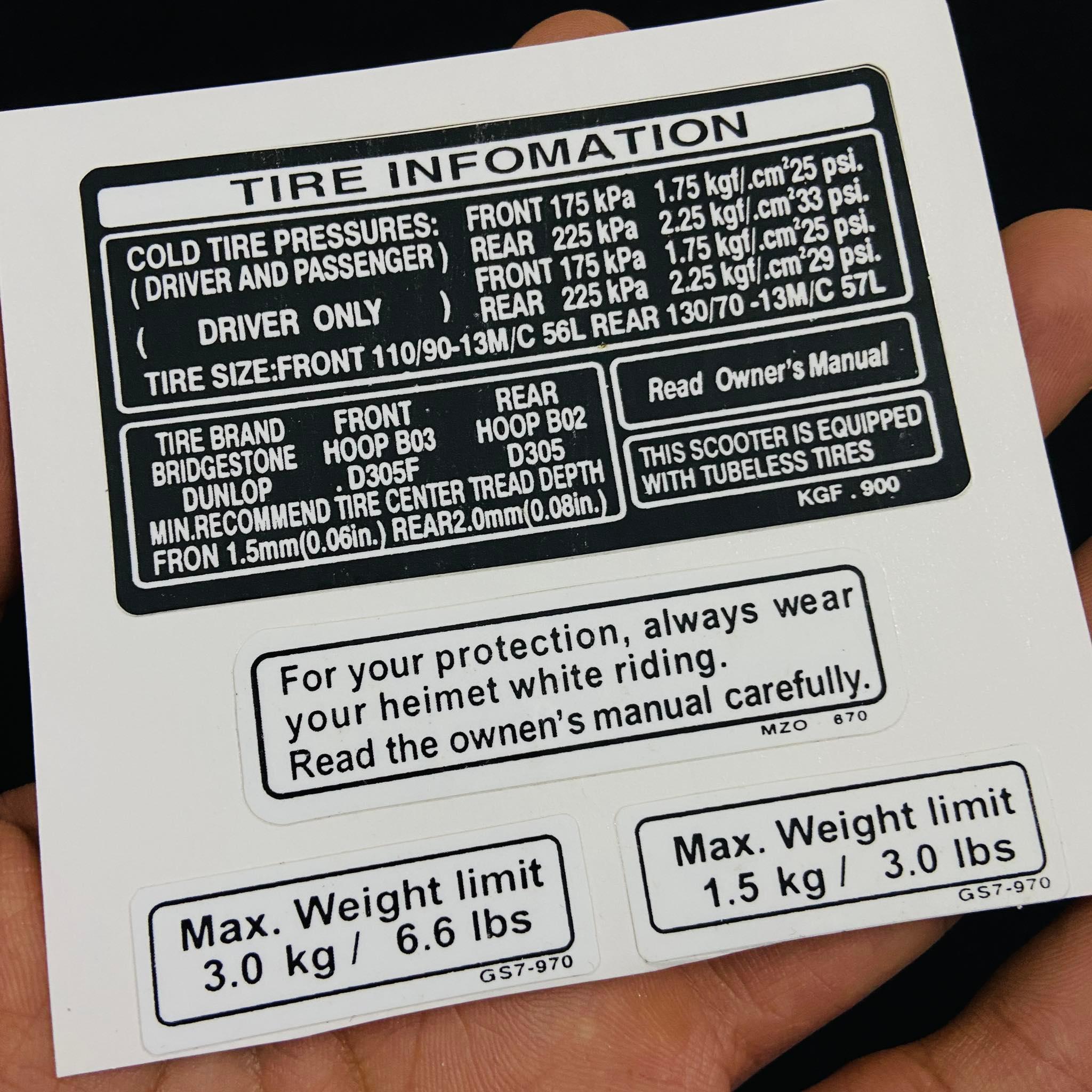 BỘ TEM THÔNG SỐ CHO DÒNG XE SH VIỆT CHẤT LỪ (ĐỦ THÔNG SỐ)