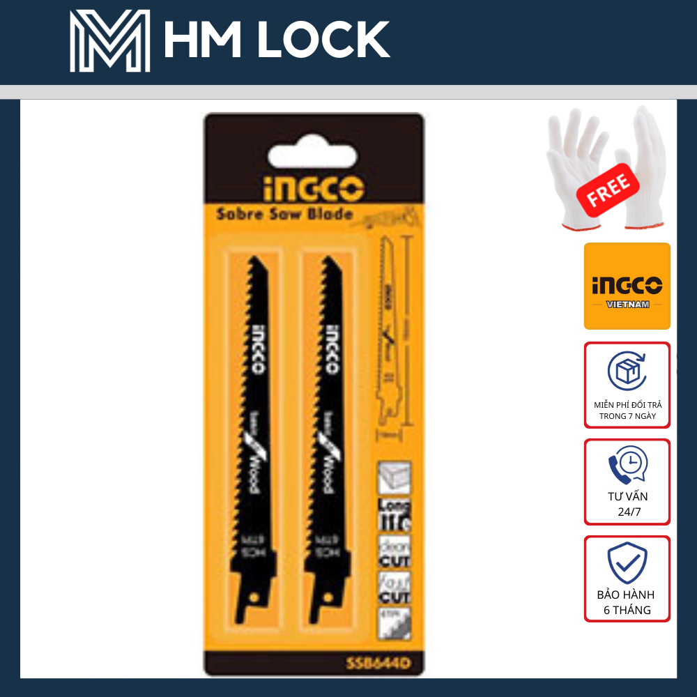 Bộ lưỡi cưa kiếm 2 cây ingco ssb644d - ssb922ef - hàng chính hãng - hm lock