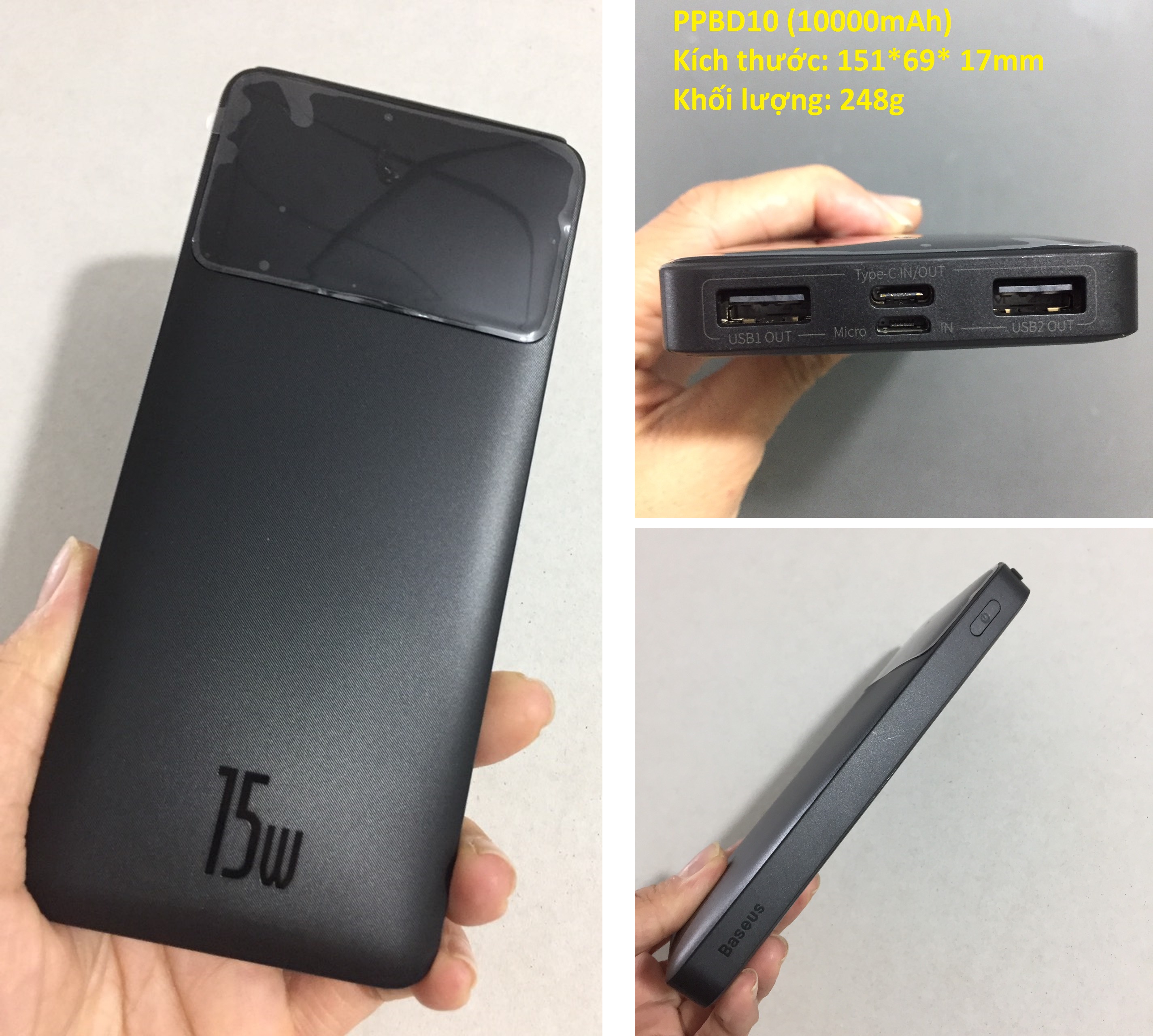 [ 10000mAh/ 20000mAh ] Pin dự phòng 15W Baseus Bipow Digital Display PPBD10- PPBD20