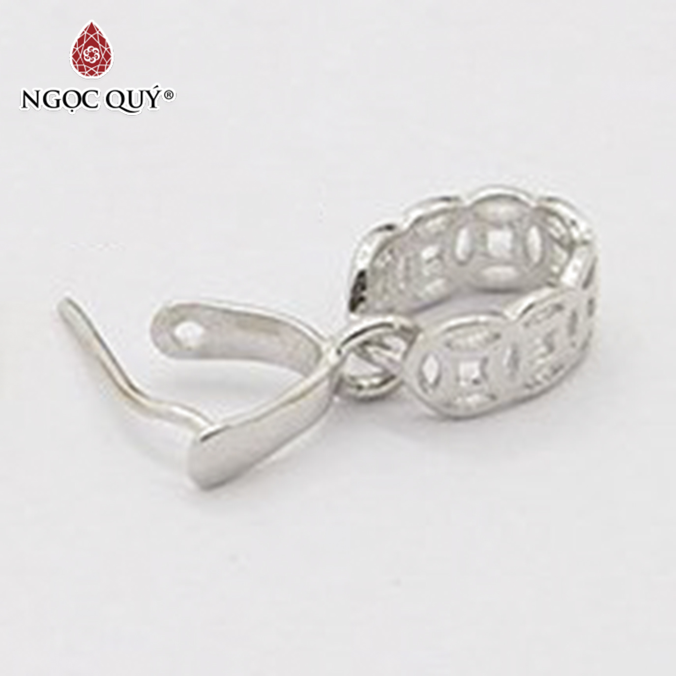 Khoen móc bạc mặt phật mặt tỳ hưu hình kim tiền 5x22mm - Ngọc Qúy Gemstones
