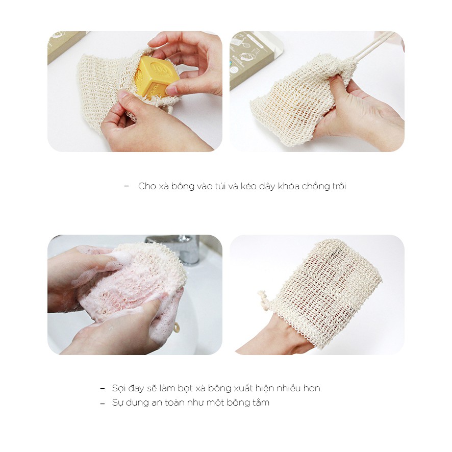 Combo Túi Lưới Tạo Bọt Sợi Lanh Thiên Nhiên