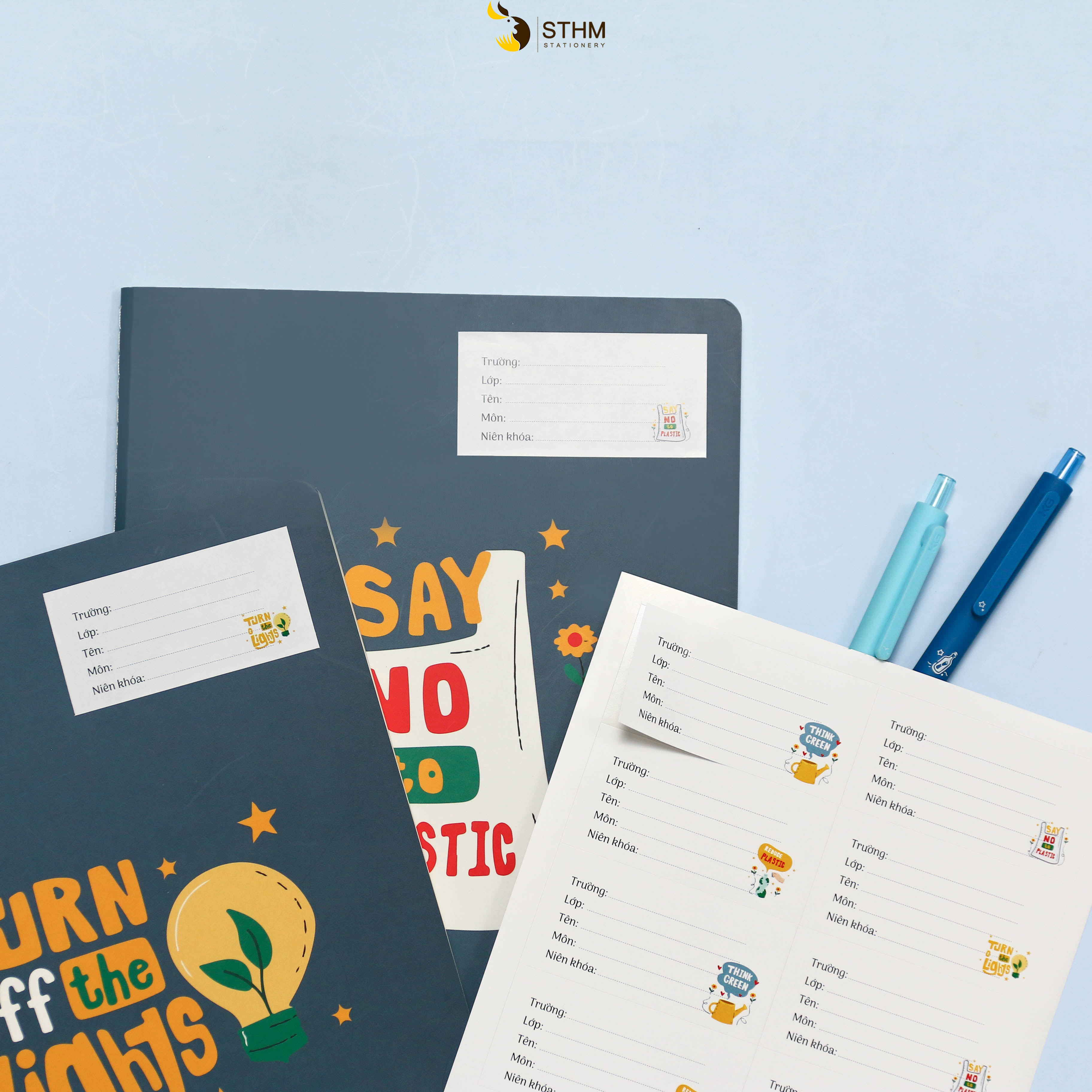 STHM stationery - Set 32 nhãn vở basic - 7.2x3.6cm