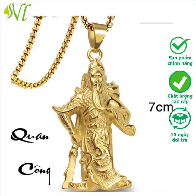 Dây chuyền phong thuỷ may mắn ông quan công mạ vàng 24k không gỉ không đen xài nước tốt Người Đẹp Vì Lụa