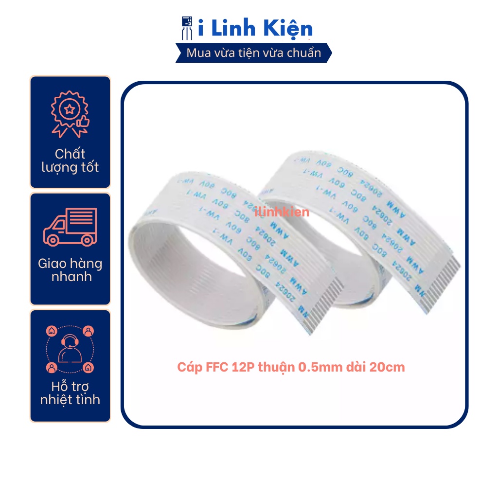 Cáp ffc 12p thuận 0.5mm dài 20cm