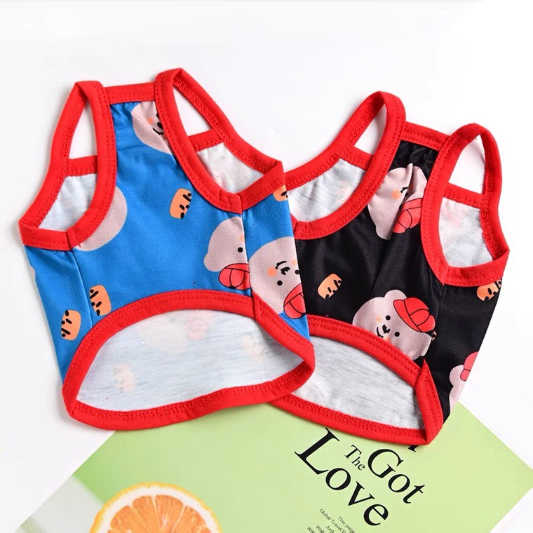 áo 2 dây in bear đội nón đỏ cho chó mèo - T3 PETS SHOP