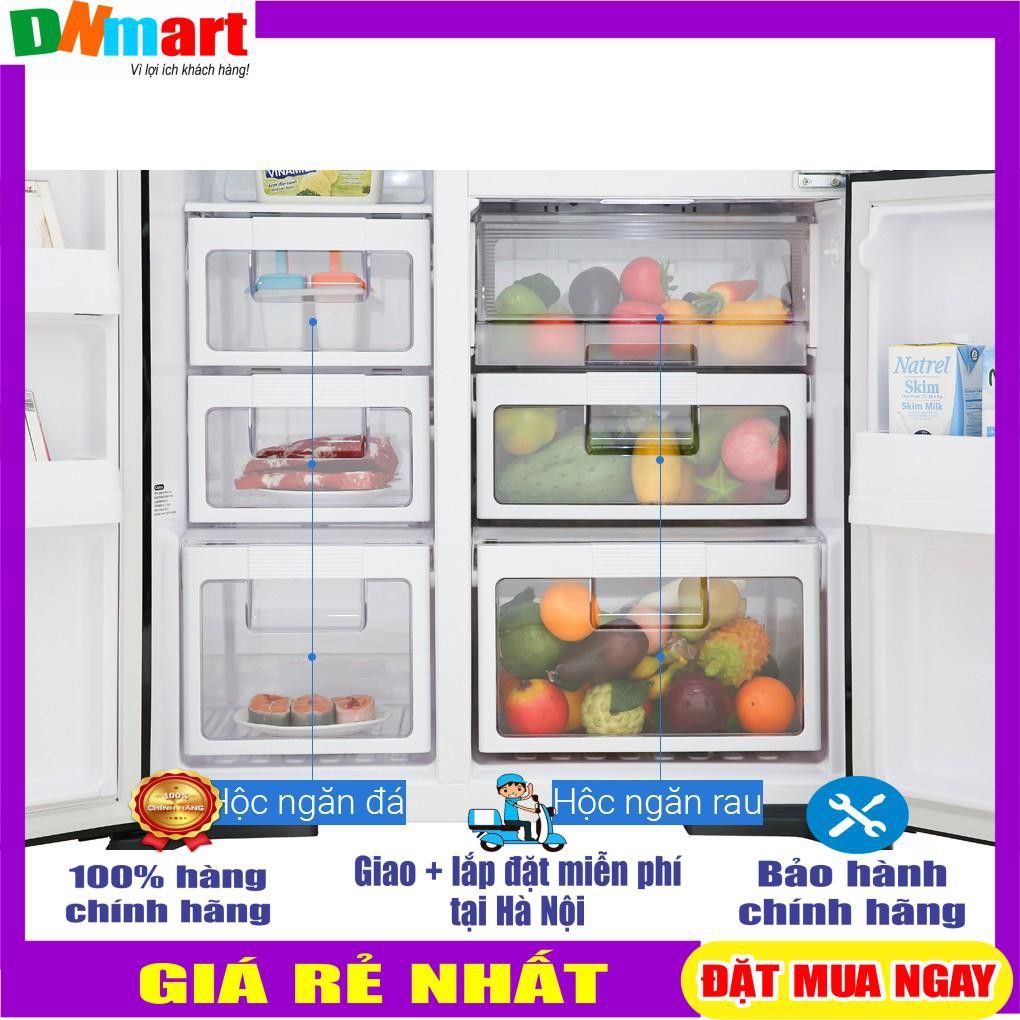 [Trả góp 0%]Tủ lạnh Hitachi side by side 3 cửa màu đen R-FM800GPGV2(GBK)
