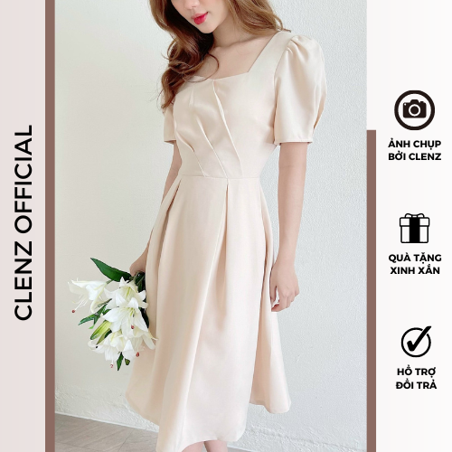 [ Clenz - Váy thiết kế cao cấp ] Đầm nude dáng dài dự tiệc dạo phố D09