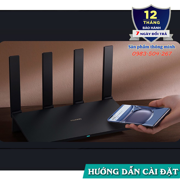 Bộ phát Wifi Router Huawei AX6 băng tần kép - Wifi 6 + 7200Mbps - hỗ trợ Mesh - kết nối 248 thiết bị