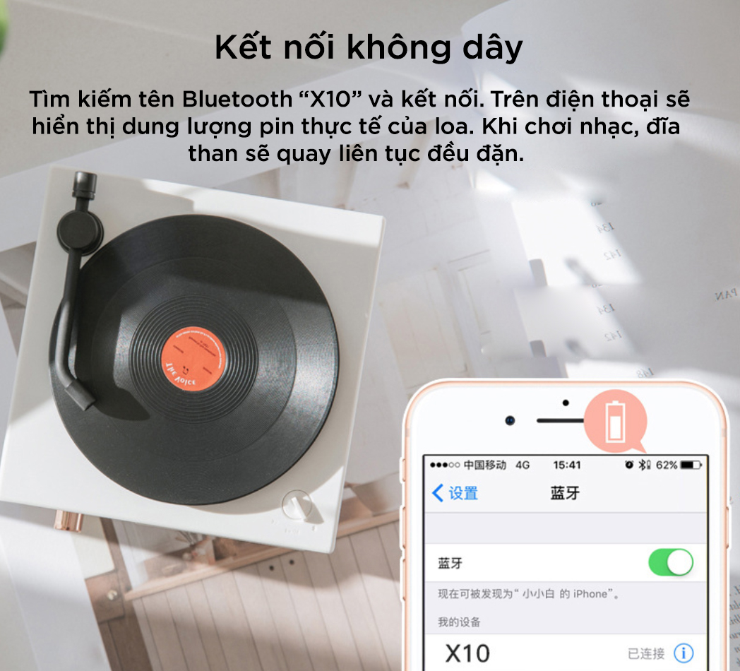 Loa Bluetooth Retro X10 Giả Lập Đĩa Than