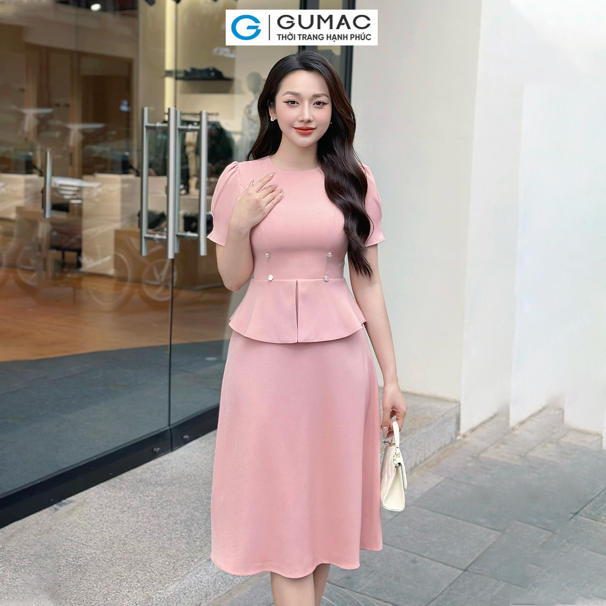 [4.4 - 6.4 |Voucher 10-12%] Đầm peplum phối nút thời trang GUMAC LDE0404 - DE04025