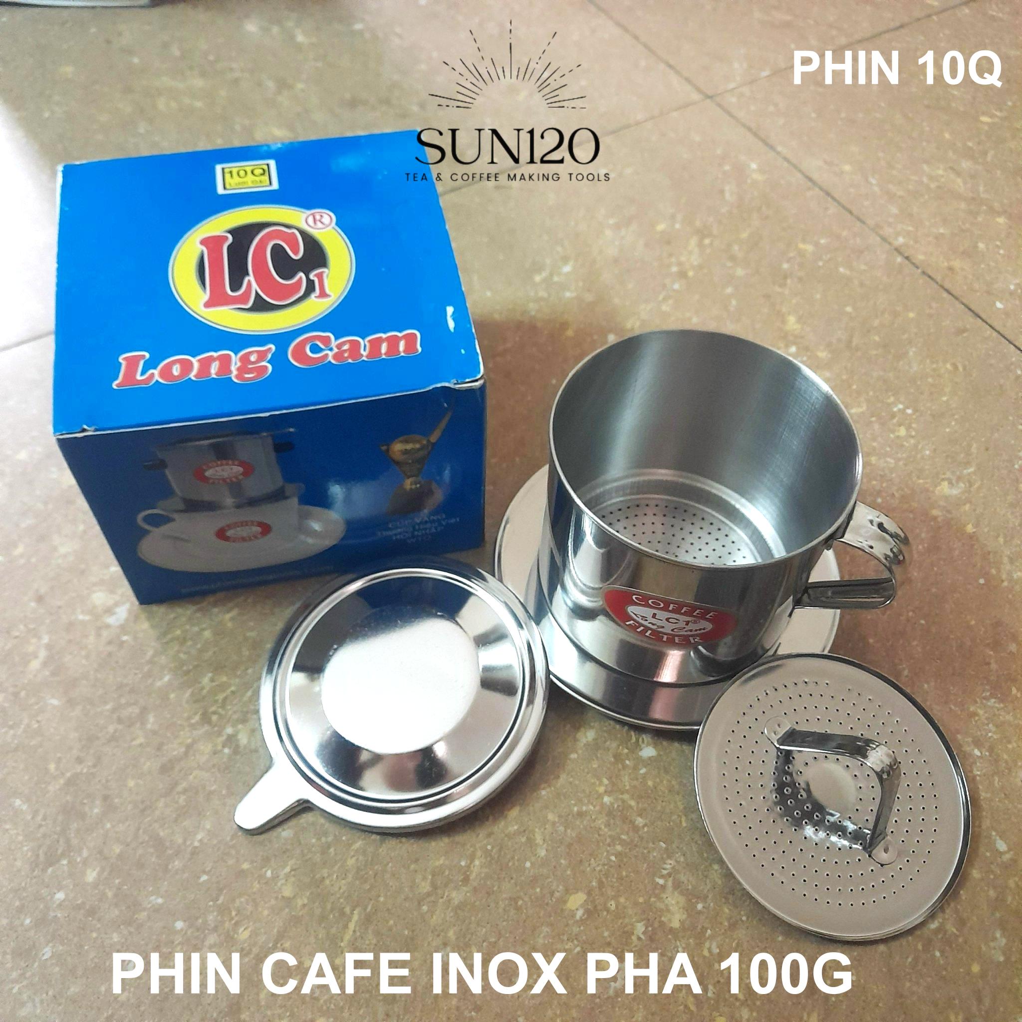 Phin cà phê inox 1 LẠNG lưới gài 10Q Long Cam hàng đẹp vỏ xanh cho các quán cafe - phin cafe inox lớn 100g