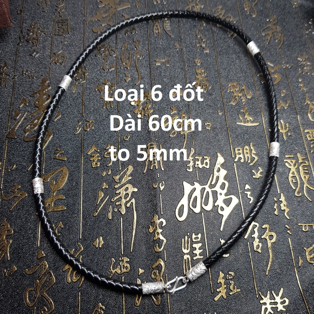 Vòng cổ dây da bọc bạc loại đẹp dài 60cm