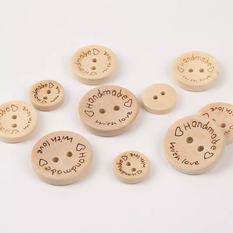 (10 cái) Nút Gỗ Handmade Size 1.5cm/2.0cm/2.5cm