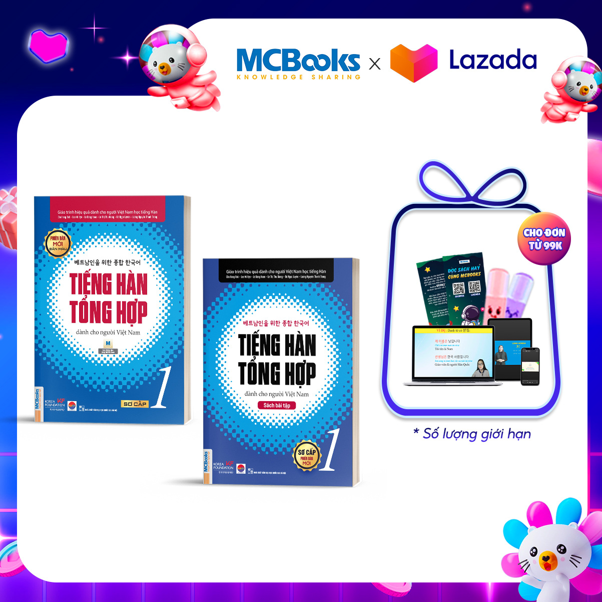 Combo Tiếng Hàn Tổng Hợp Dành Cho Người Việt Nam Sơ Cấp 1 Bản 4 Màu - MCBooks