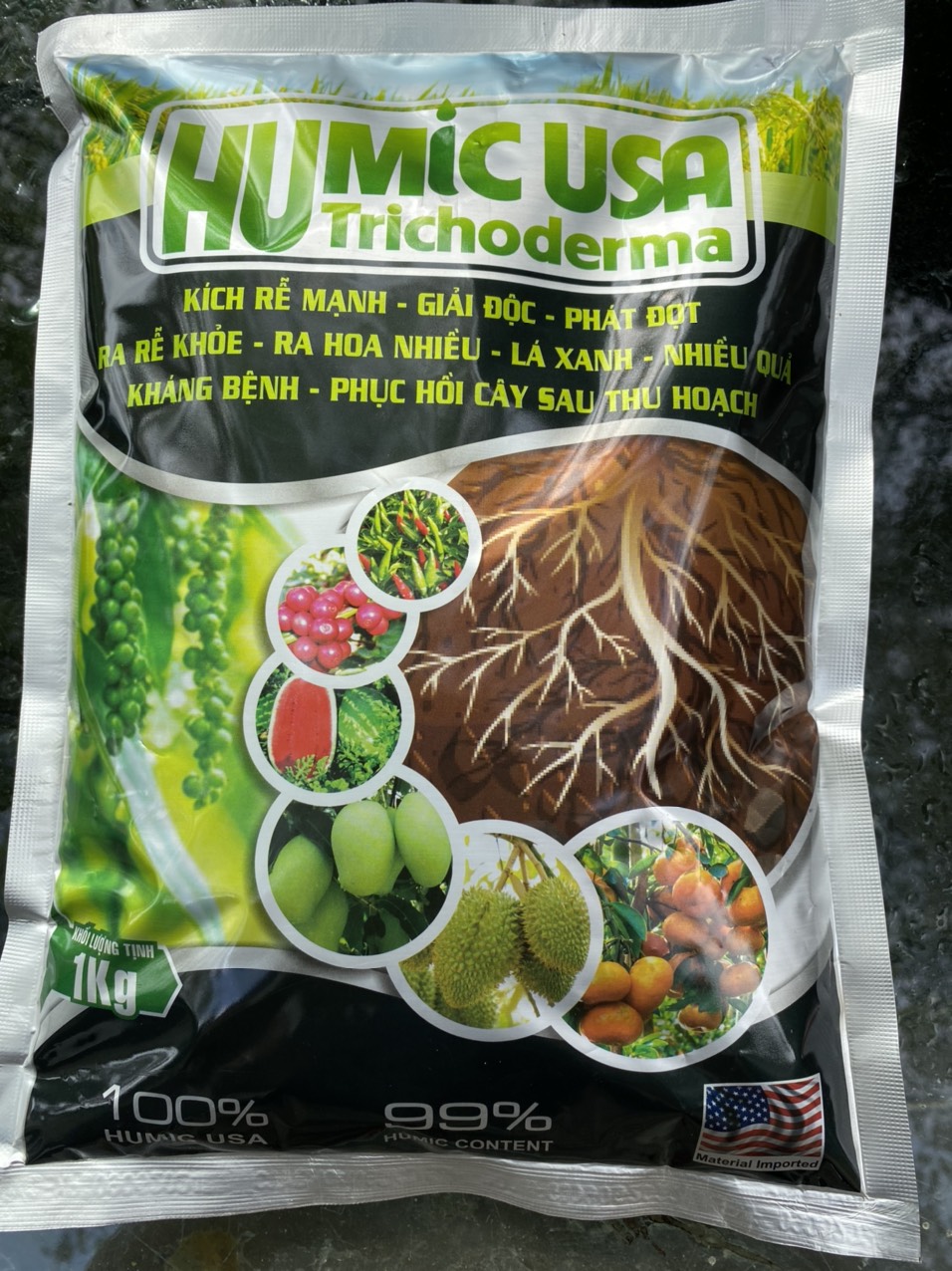 Humic USA gói1kg/ Kích rễ mạnh, giải độc, kháng bệnh, phục hồi cây