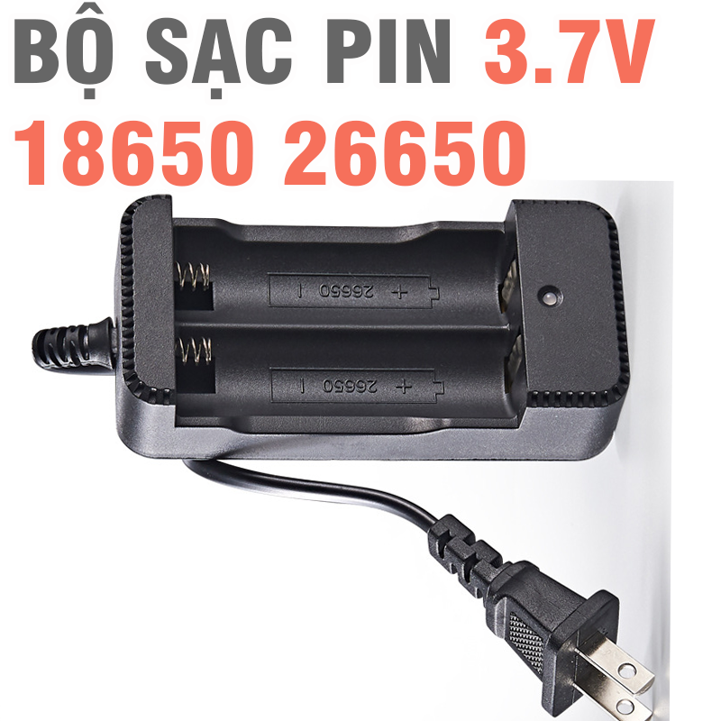 Bộ sạc đa năng 2 pin 3.7v 18650 26650 loại có dây cắm dùng nguồn 220v