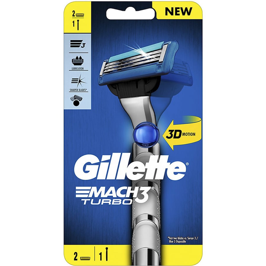 Dao cạo Gillette Mach 3 Turbo 3D 1 cán + 2 đầu lưỡi( XẢ KHO SALE MẠNH)
